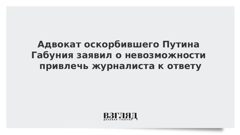 Адвокат оскорбившего Путина Габуния заявил о невозможности привлечь журналиста к ответу