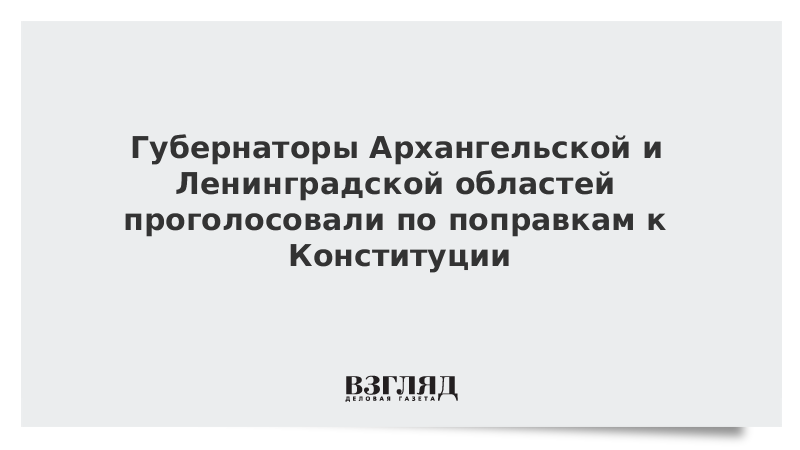 Губернаторы Архангельской и Ленинградской областей проголосовали по поправкам к Конституции