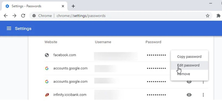 В Chrome появилась функция редактирования паролей