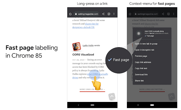 Google тестирует отметку «Fast Page» («Быстрая страница») в Chrome для Android