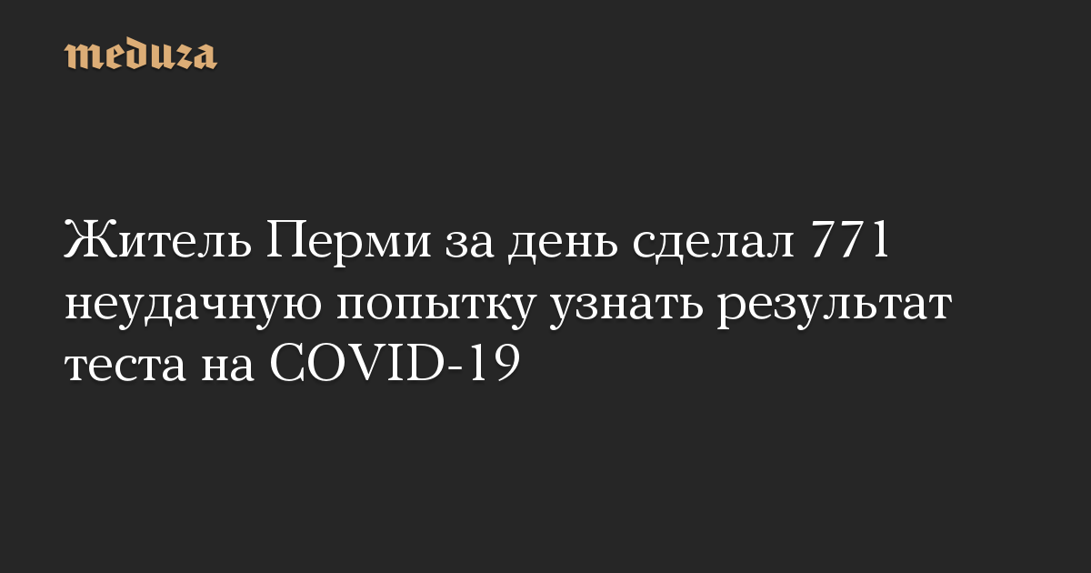 Житель Перми за день сделал 771 неудачную попытку узнать результат теста на COVID-19