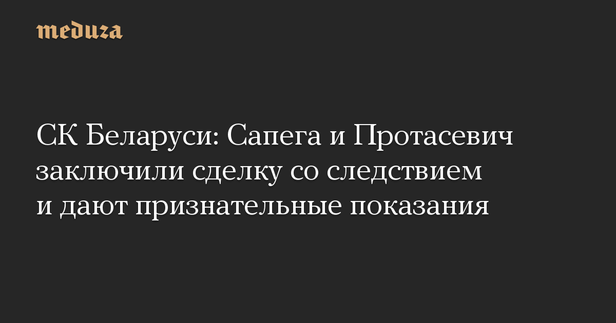 СК Беларуси: Сапега и Протасевич заключили сделку со следствием и дают признательные показания