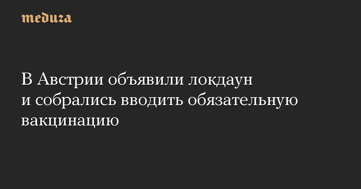 В Австрии объявили локдаун и собрались вводить обязательную вакцинацию