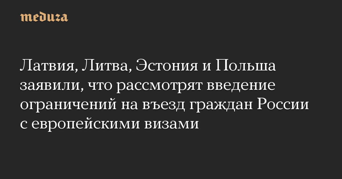 Латвия, Литва, Эстония и Польша заявили, что рассмотрят введение ограничений на въезд граждан России с европейскими визами