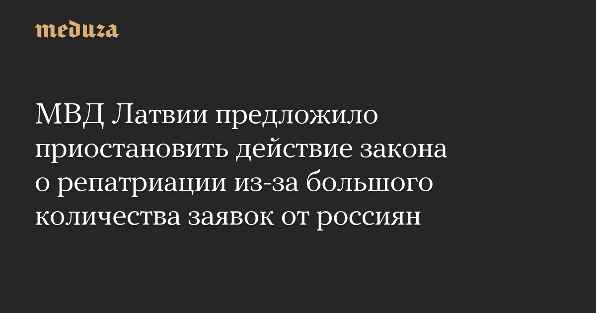 МВД Латвии предложило приостановить действие закона о репатриации из-за большого количества заявок от россиян