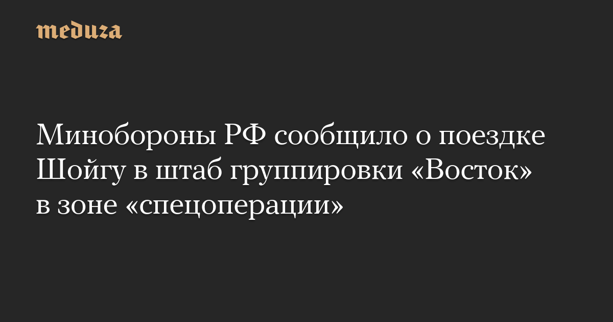 Минобороны РФ сообщило о поездке Шойгу в штаб группировки «Восток» в зоне «спецоперации»