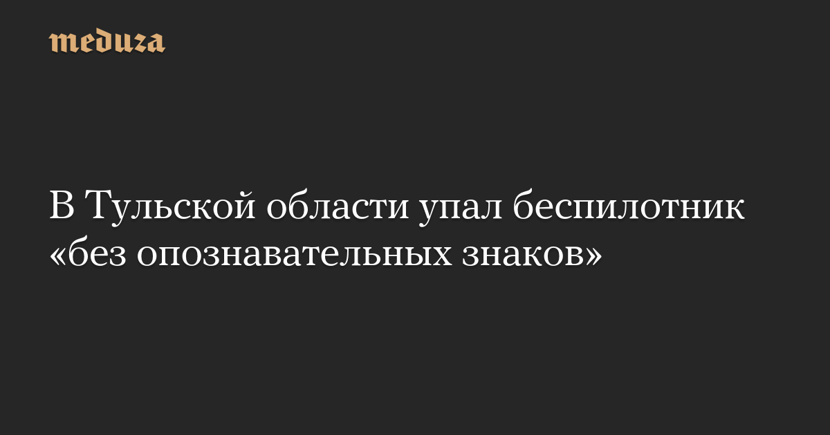 В Тульской области упал беспилотник «без опознавательных знаков»