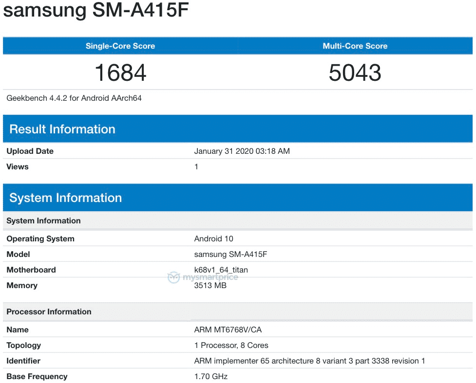 Samsung готовит смартфон Galaxy A41 на базе MediaTek Helio P65