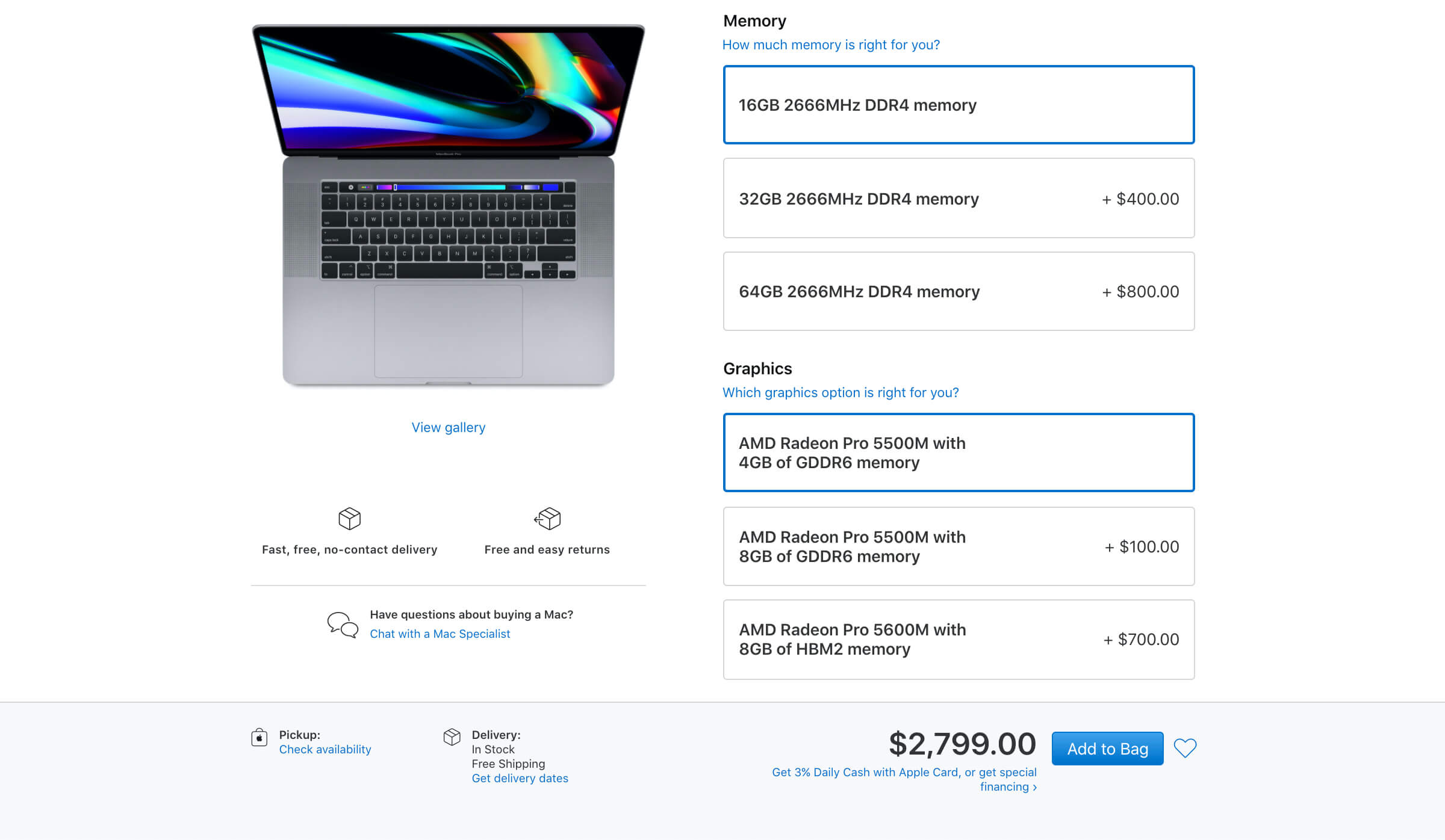 AMD выпустила GPU Radeon Pro 5600M для 16-дюймового MacBook Pro