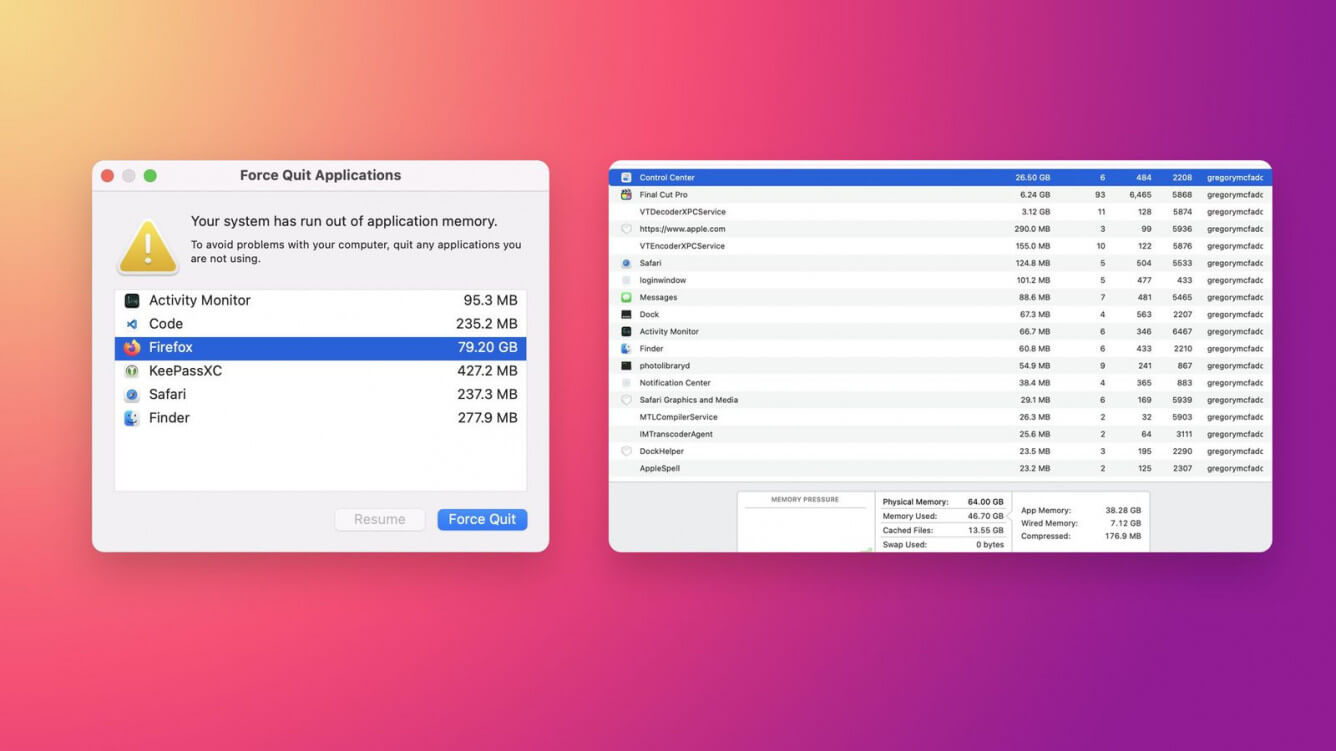 macOS Monterey чрезмерно потребляет ОЗУ