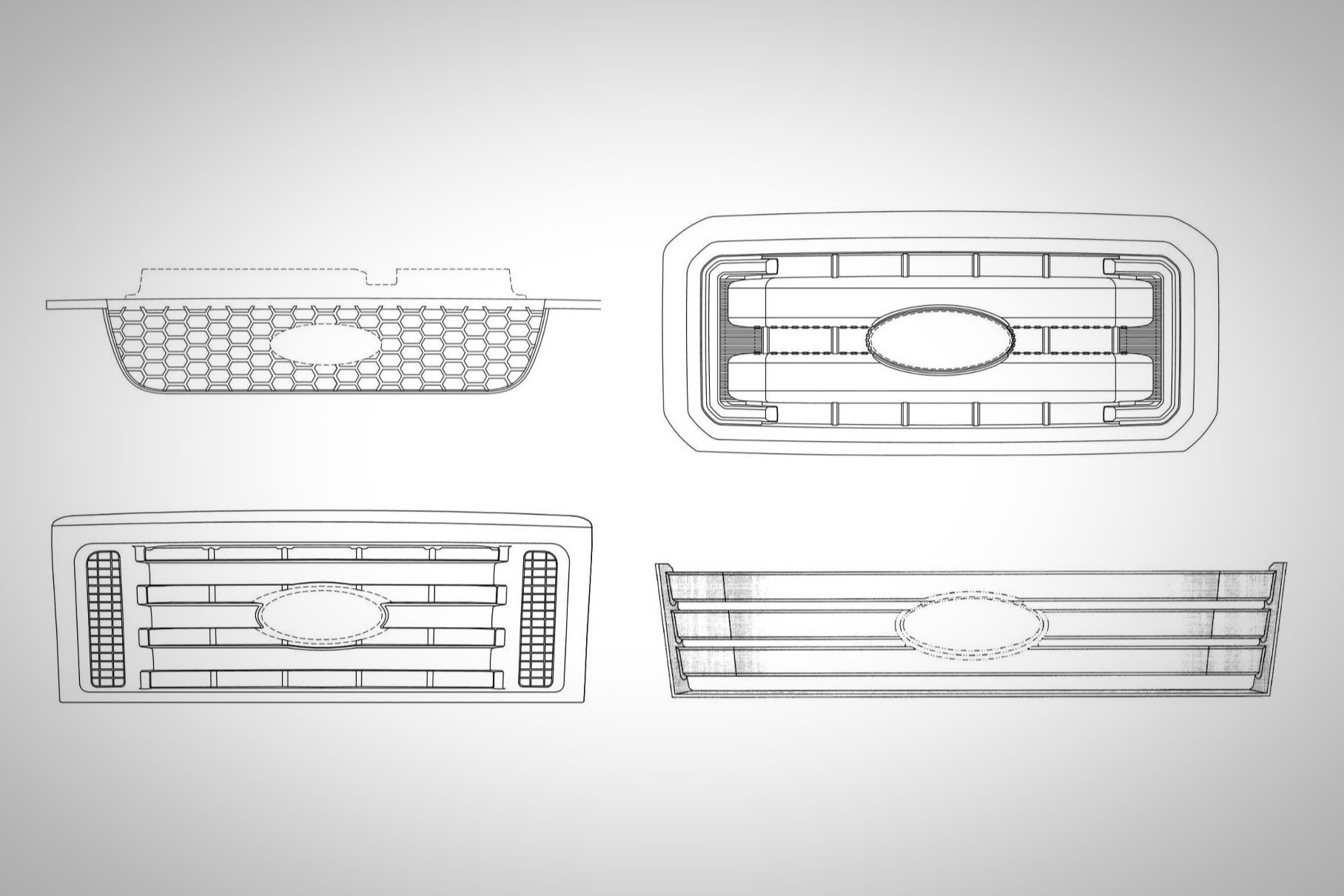 Ford запатентовал четыре варианта оформления решётки радиатора
