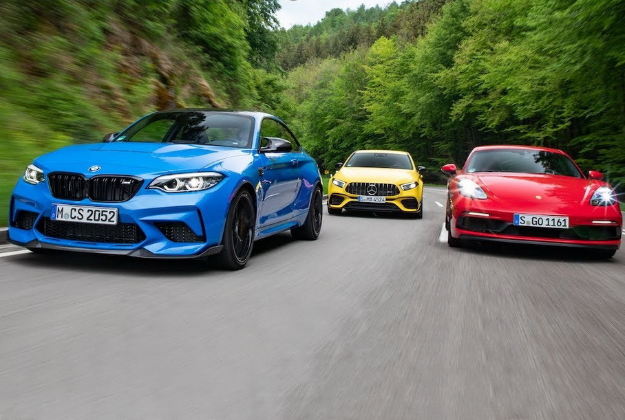 Видео: BMW M2, Mercedes-AMG A 45S и Porsche 718 4.0 сразились на гоночной трассе