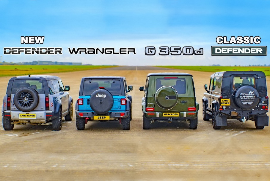 Дрэг-гонка: Jeep Wrangler и Mercedes-Benz G-Class против Land Rover Defender