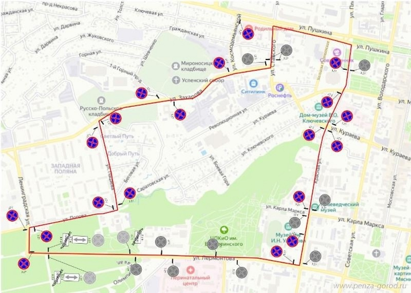 В центре Пензы ограничат движение транспорта