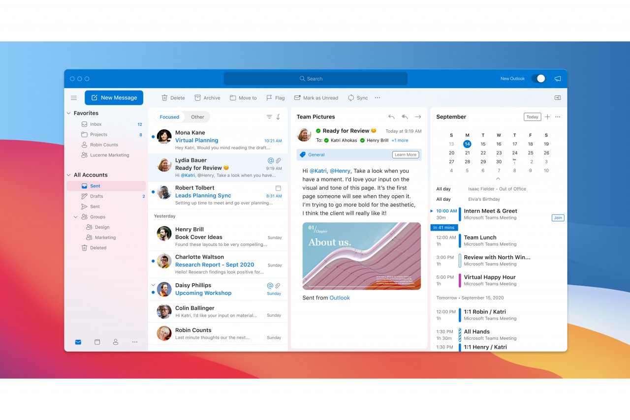 Outlook для Mac с новым дизайном выйдет в октябре
