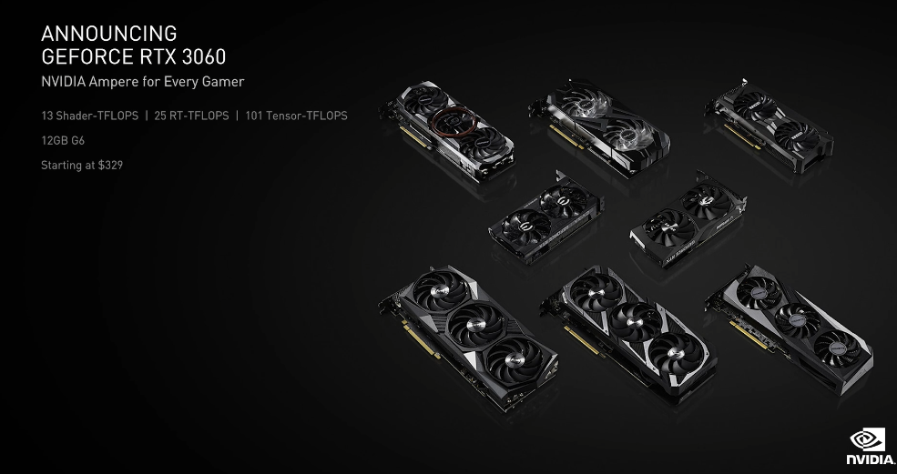 NVIDIA анонсировала GeForce RTX 3060 по цене $329