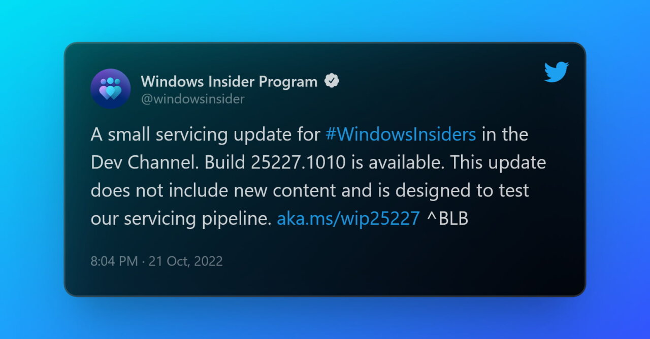 Microsoft выпустила сборку Windows 11 Build 25227.1010 на канале Dev