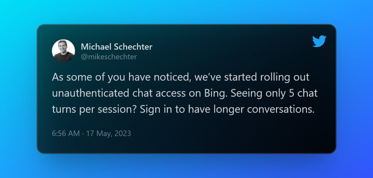 Чат-бот Bing теперь доступен без учетной записи Microsoft