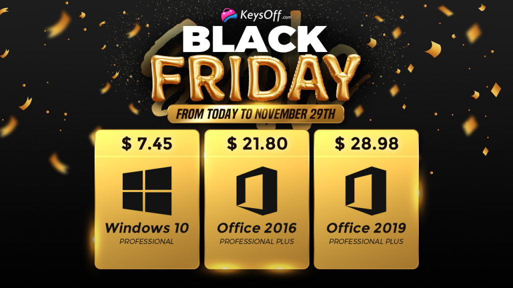 «Чёрная пятница» от Keysoff — Windows 10 за $7,45, Office 2016 за $21,80 и многое другое