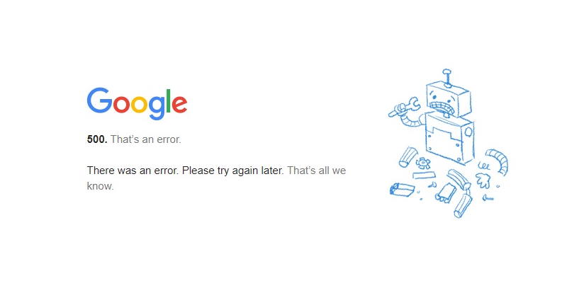 Все сервисы Google упали