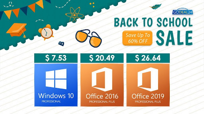 Распродажа «Обратно в школу» от Godeal24: Office от $20 и Windows 10 от $7,5