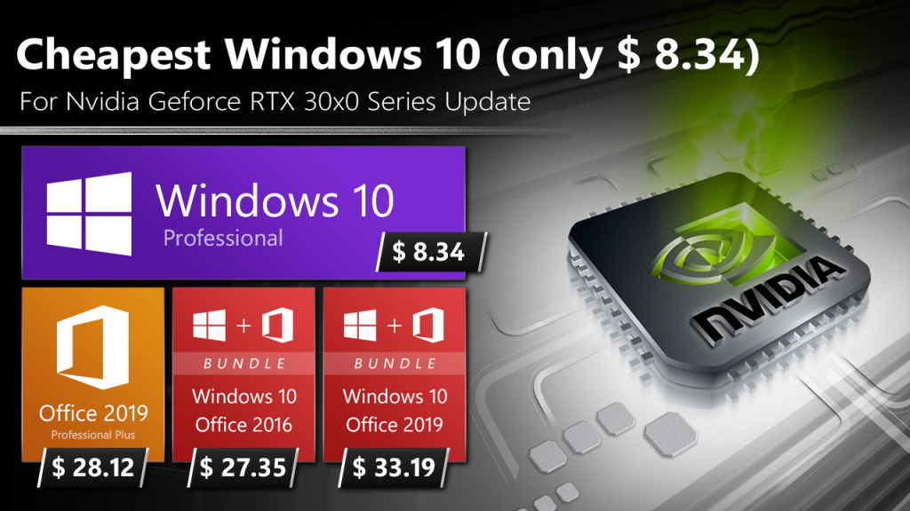 Nvidia выпустила GeForce RTX 30x0. Самое время проапгрейдиться до Windows 10 за 8 долларов