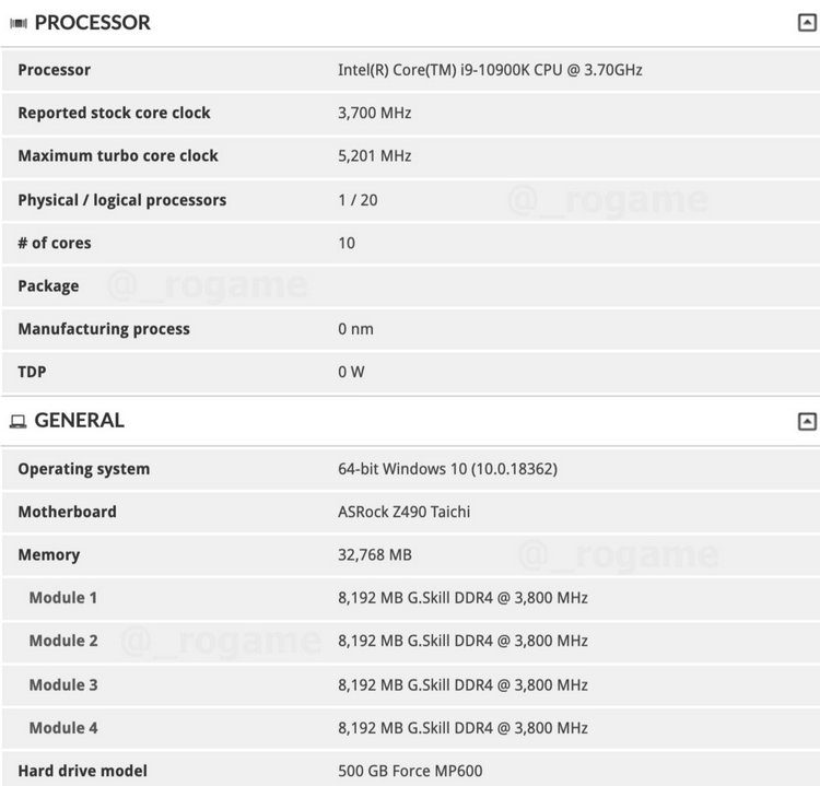 Флагманский десятиядерник Core i9-10900K отличился в 3DMark Time Spy