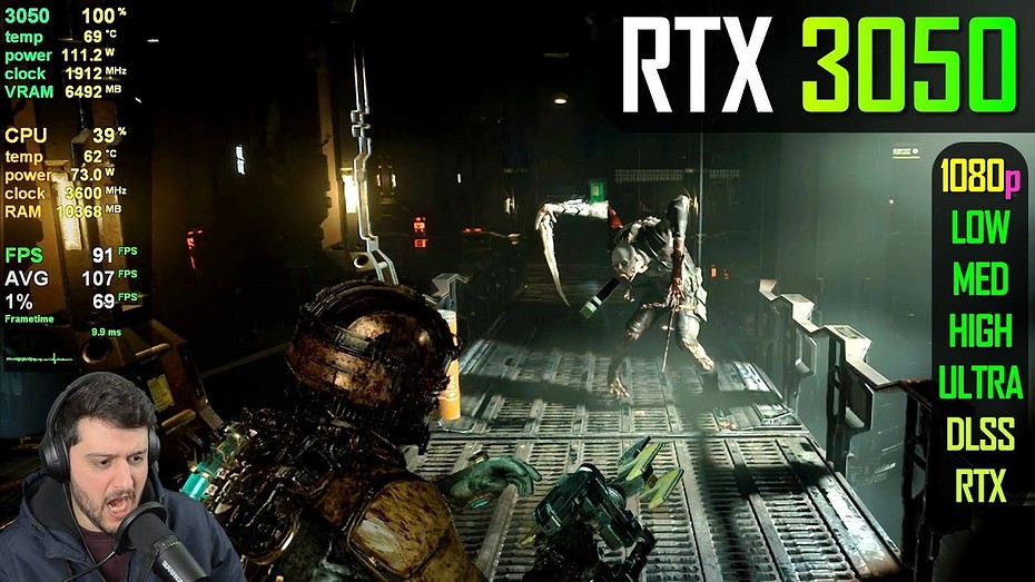 Бюджетную видеокарту GeForce RTX 3050 за 23 000 рублей проверили в ремейке Dead Space — справляется на ура!