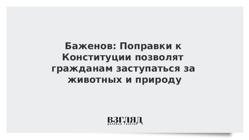 Баженов: Поправки к Конституции позволят гражданам заступаться за животных и природу