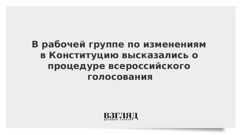 В рабочей группе по изменениям в Конституцию высказались о процедуре всероссийского голосования