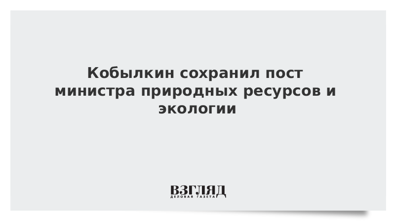 Кобылкин сохранил пост министра природных ресурсов и экологии