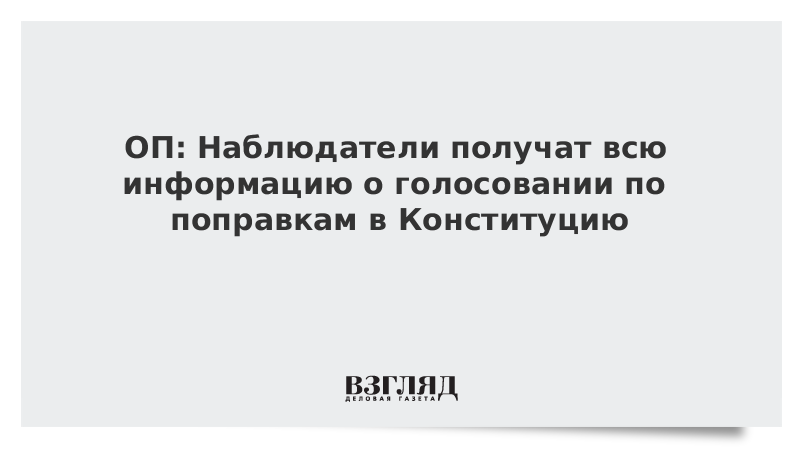 ОП: Наблюдатели получат всю информацию о голосовании по поправкам в Конституцию