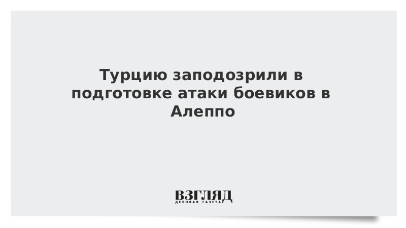 Турцию заподозрили в подготовке атаки боевиков в Алеппо