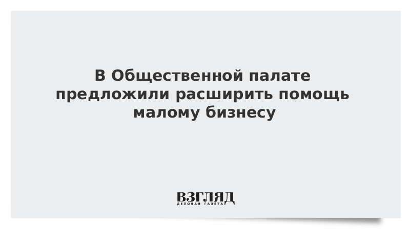 В Общественной палате предложили расширить помощь малому бизнесу