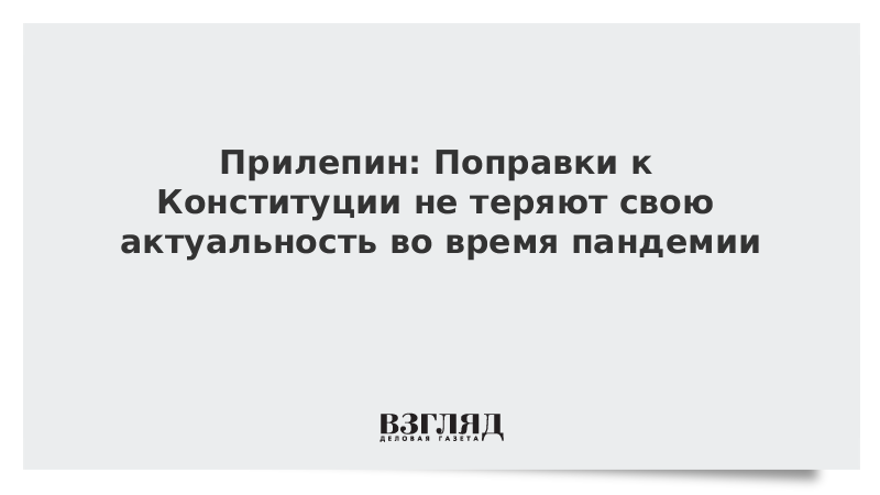 Прилепин: Поправки к Конституции не теряют свою актуальность во время пандемии