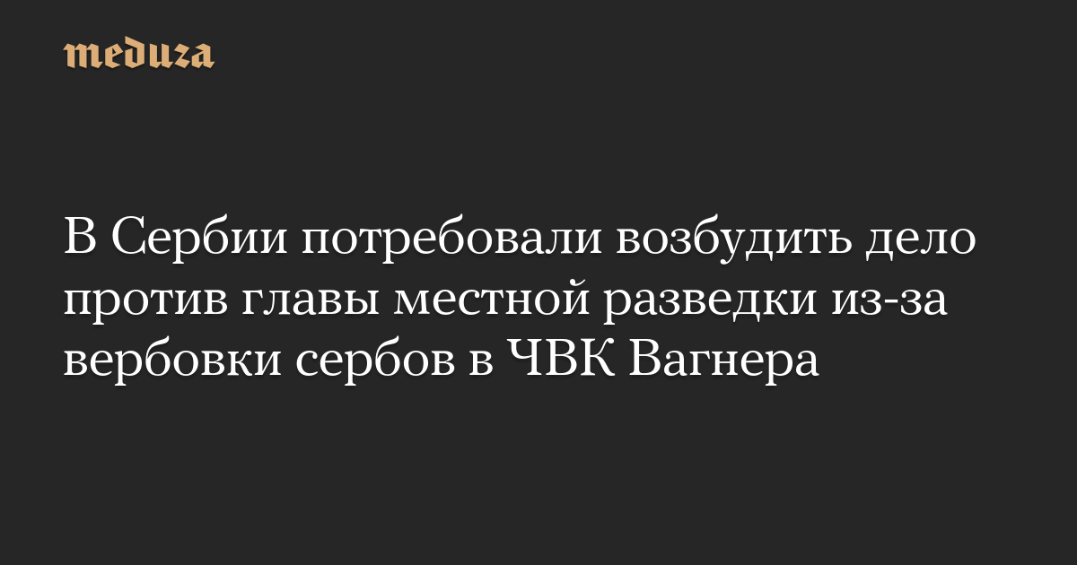 В Сербии потребовали возбудить дело против главы местной разведки из-за вербовки сербов в ЧВК Вагнера